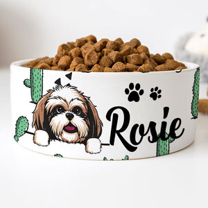 Personalized Custom Dog Bowls, Cactus, Gift for Dog Lovers