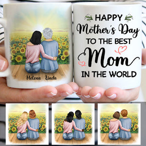 Happy Mother's Day To The Best Mom In The World, Sunflower field, Customized Mugs, Personalized Mother's Day gifts