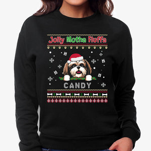 Jolly Motha Fluffa, Personalized Dog Custom Sweaters, T shirts, Christmas Gifts for Dog Lovers