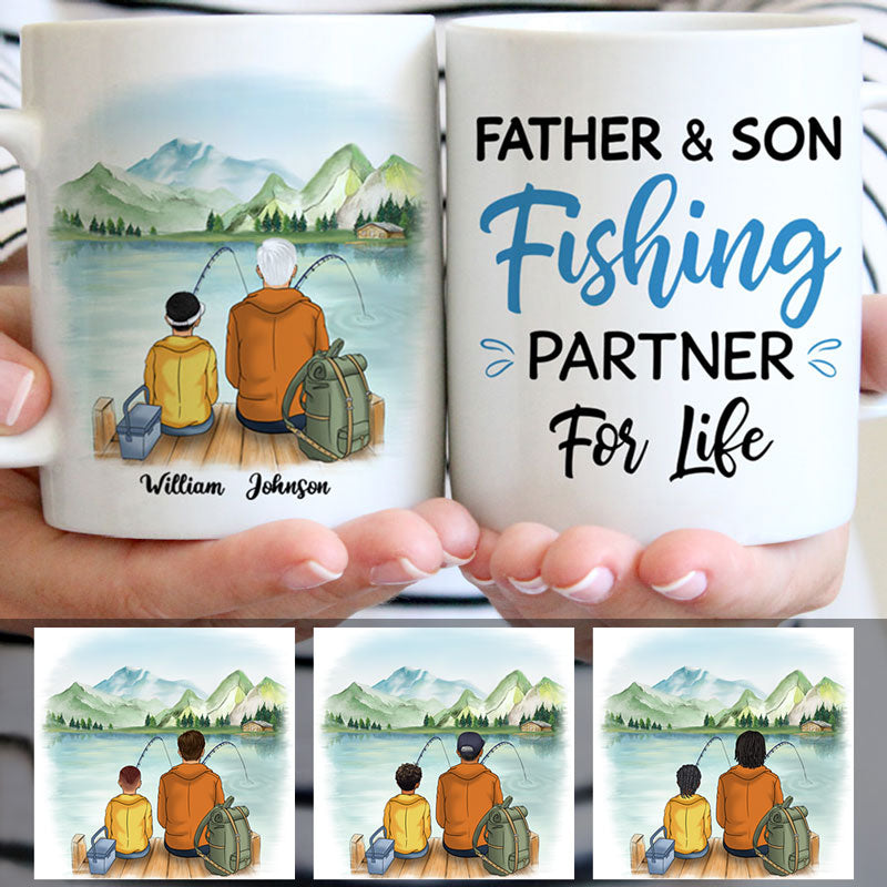 Father and Son Fishing Partner for Life, Customized mug, Personalized gift, Father's Day gift