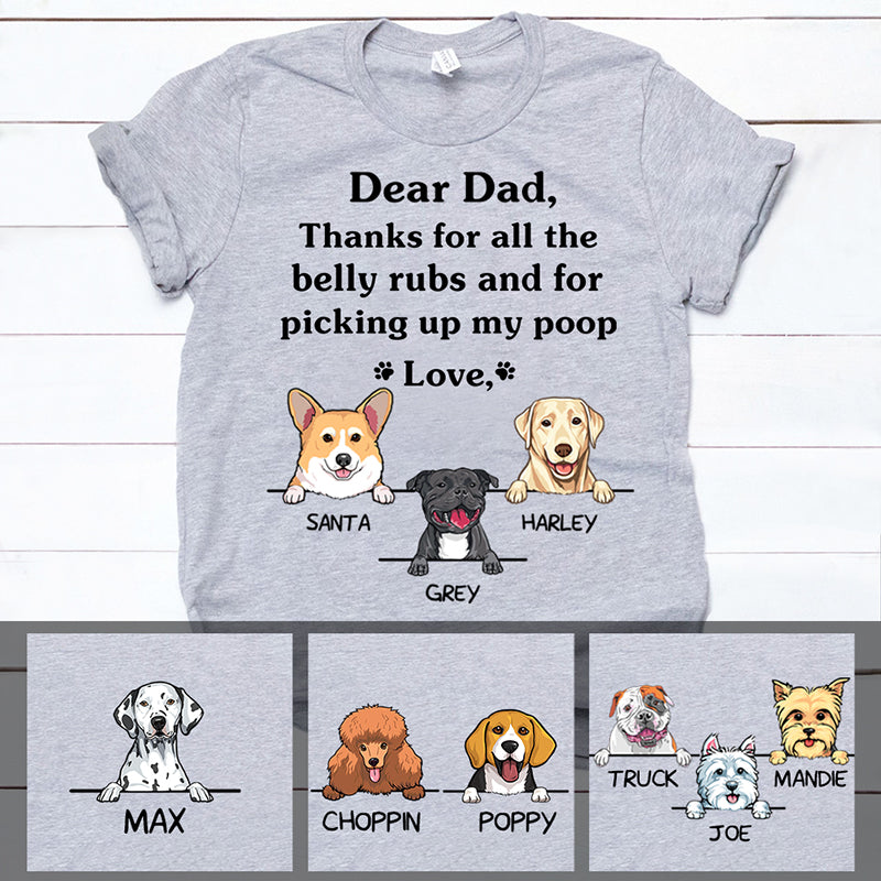 Thanks for all the belly rubs, Funny Personalized Dog T Shirts, Custom Gifts for Dog Lovers, Custom Shirt