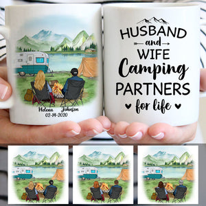 Husband and Wife Camping Partners for Life, Customized Camping Couple mug, Anniversary gifts, Personalized gifts