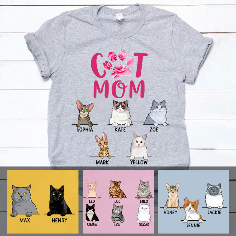 Cat Mom, Custom T Shirt, Personalized Gifts for Cat Lovers