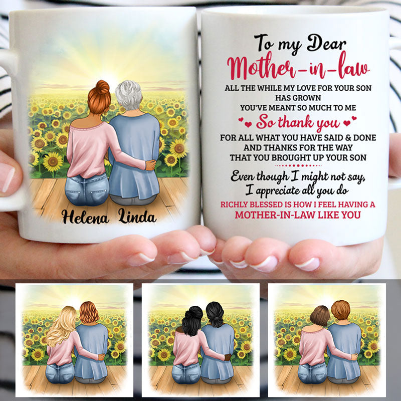 To my Mother-in-law, I appreciate all you do, Sunflower Field, Customized mug, Personalized gifts, Mother's Day gifts