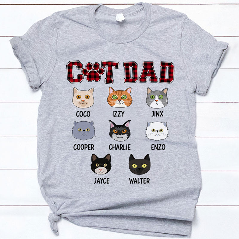 Cat Dad, Cat Face, Custom Shirt, Personalized Gifts for Cat Lovers