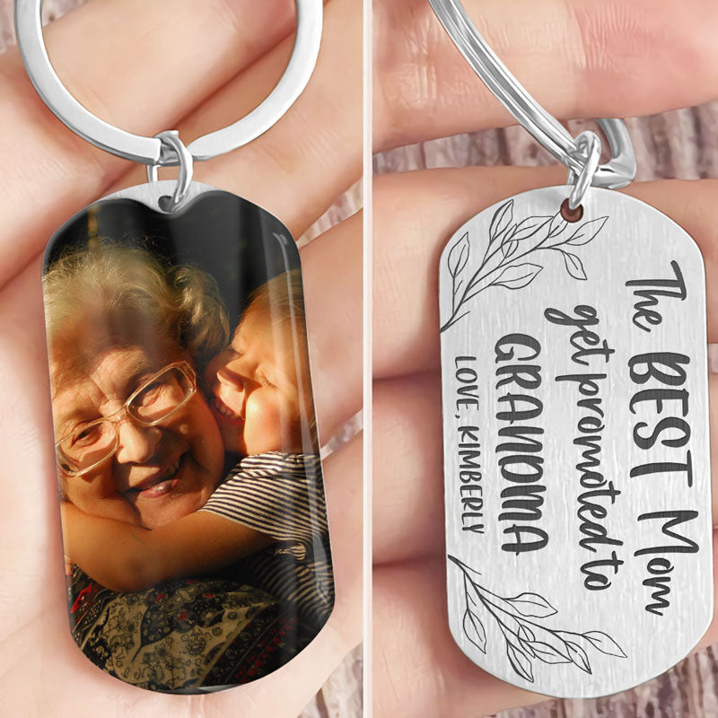 Best Mom Get Promoted To Grandma, Personalized Keychain, Gifts For Mother, Custom Photo