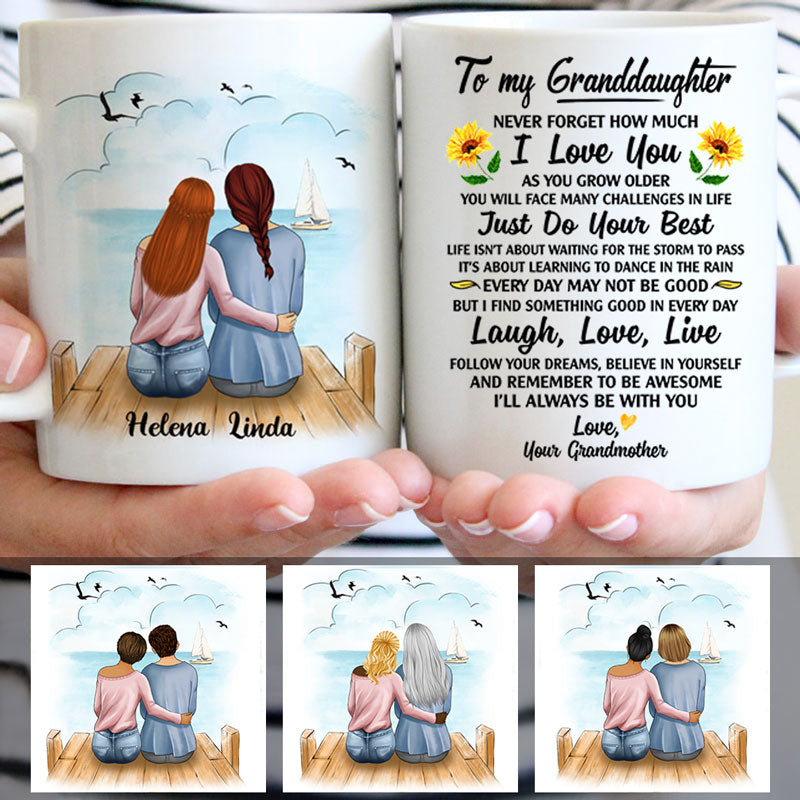 To my Granddaughter, I'll always be with you, Beach, Customized mug, Personalized gifts, Mother's Day gifts