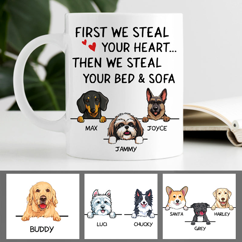 Steal Your Heart, Personalized Coffee Mug, Custom Gift for Dog Lovers