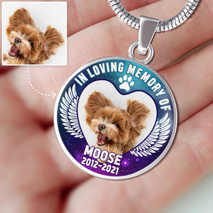 In Loving Memory, Pet Memorial, Custom Photo, Luxury Circle Necklace