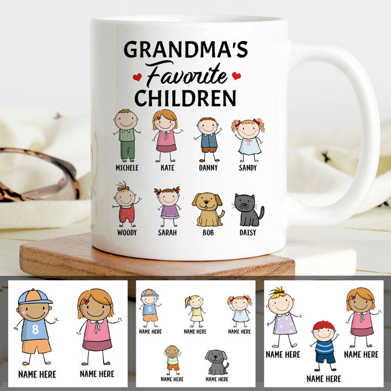 Grandma's Favorite Children, Customized Titles, Personalized Coffee Mug, Funny Custom Family gift for Grandparents